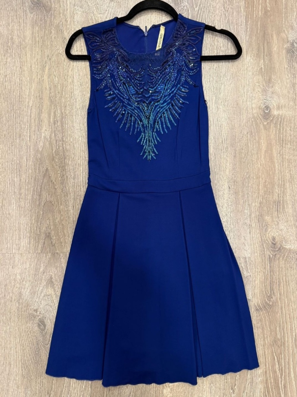 Roberto Cavalli Electric Blue Beaded Sequin Sleeveless Dress IT 40 Like New